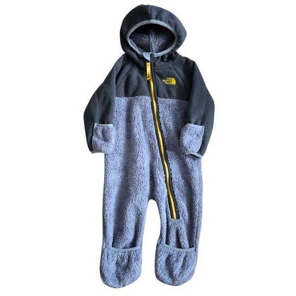 The North Face Baby Gray Osito Fleece One-Piece Full Body Suit Snowsuit Bunting - Picture 1 of 4